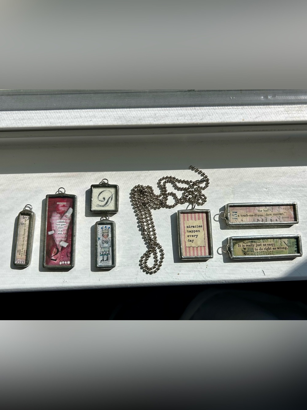 Silver-Tone 'Believe' Rectangular Pendant Necklace - Silver